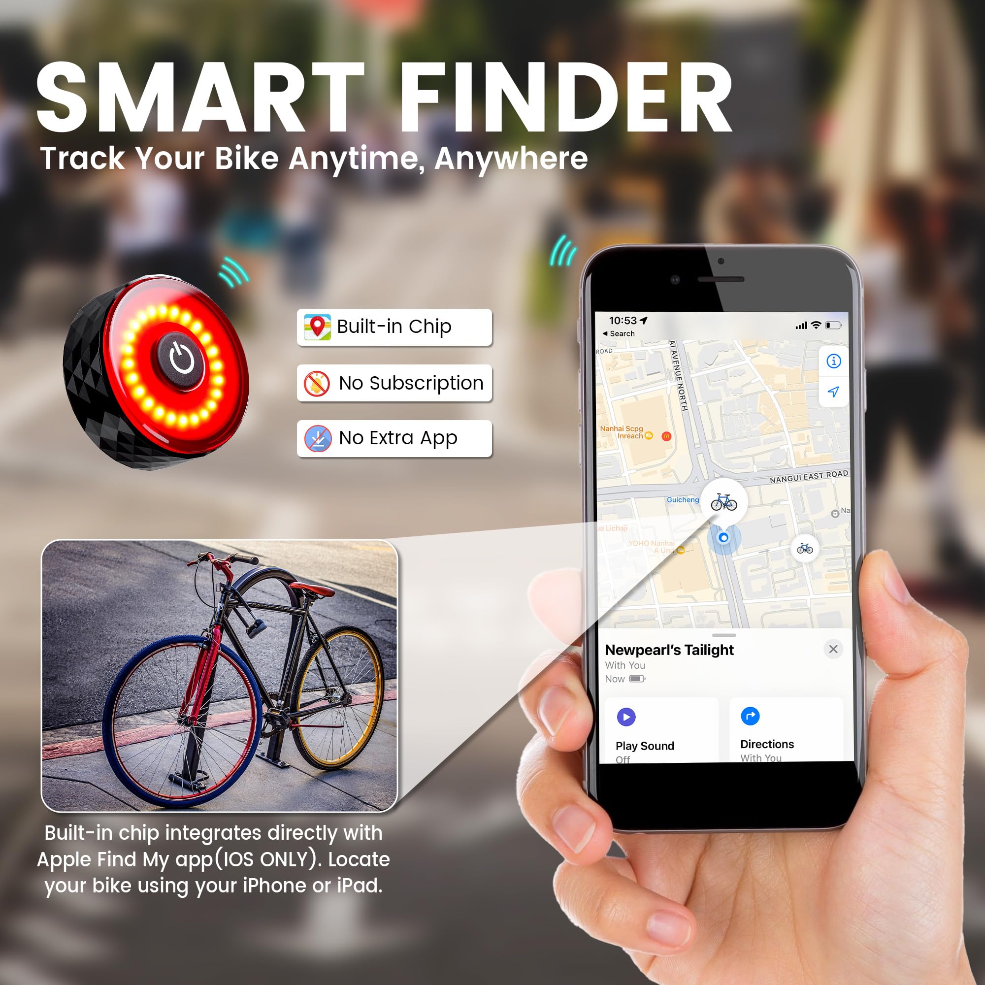 Smart Rear Light with Apple Find My Location