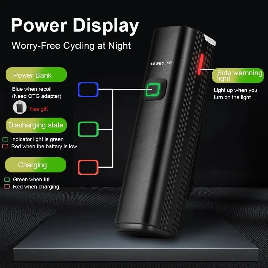 NNEOBA USB Rechargeable Bicycle Light Set Black