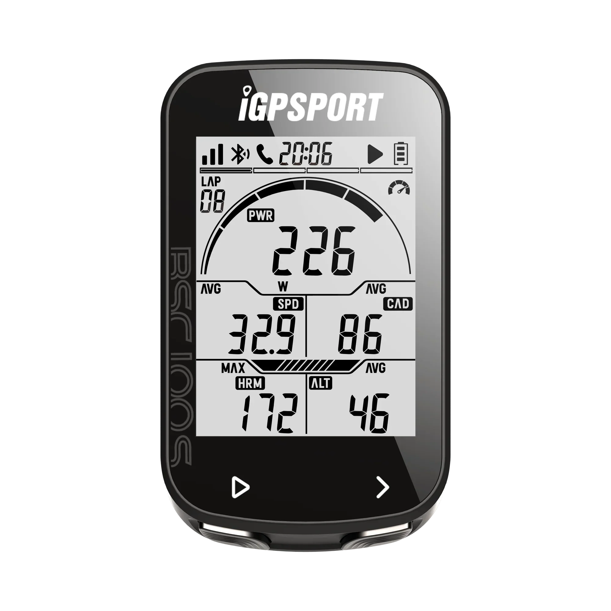 Wireless GPS Cycling Speedometer 40-Hour Battery Black