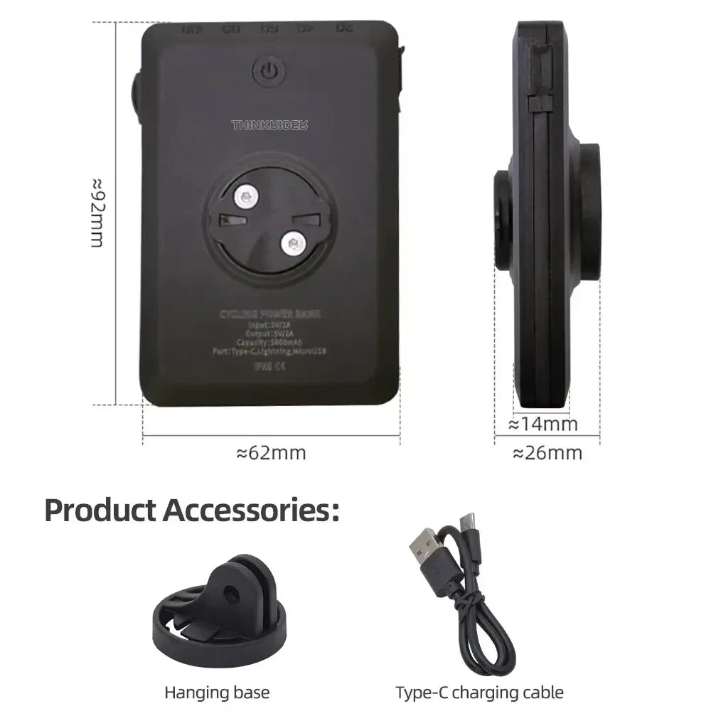 Bike Headlight with Garmin/GoPro Mount USB Rechargeable Black