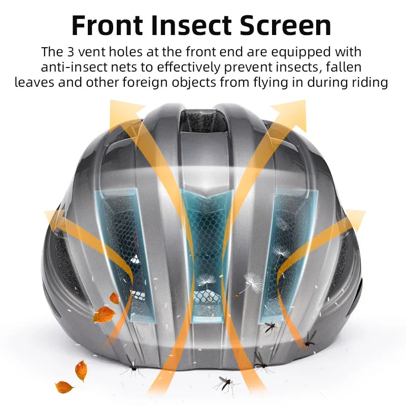 Bicycle Helmet with USB Rechargeable Rear Light Titanium