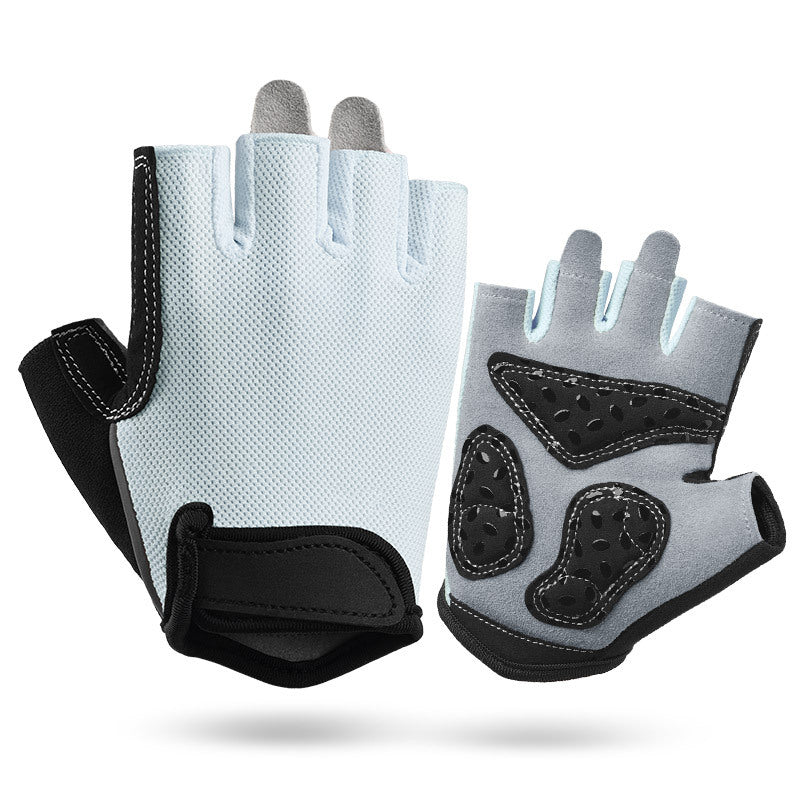 NNEDSZ M Grey Women's Summer Cycling Gloves - Breathable Half-Finger Non-Slip Fitness Training Gloves for Weightlifting